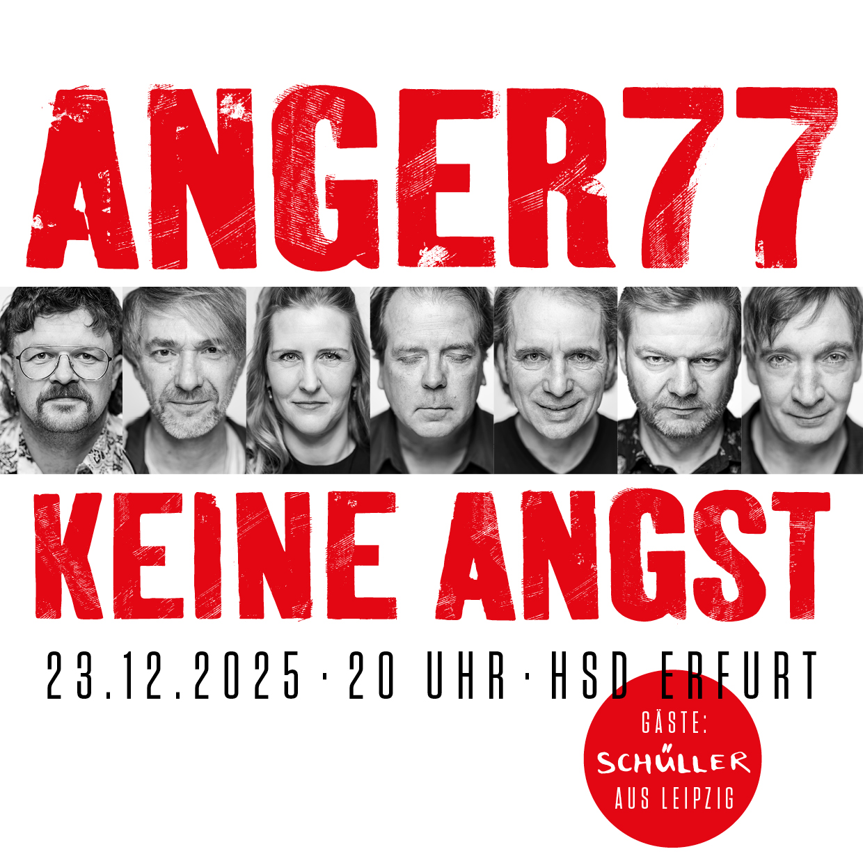 Ankündigung für das Jubiläumskonzert zu 25 Jahre Keine Angst am 23. Dezember 2025 im HSD Erfurt Ankündigung für das Jubiläumskonzert zu 25 Jahre Keine Angst am 23. Dezember 2025 im HSD Erfurt